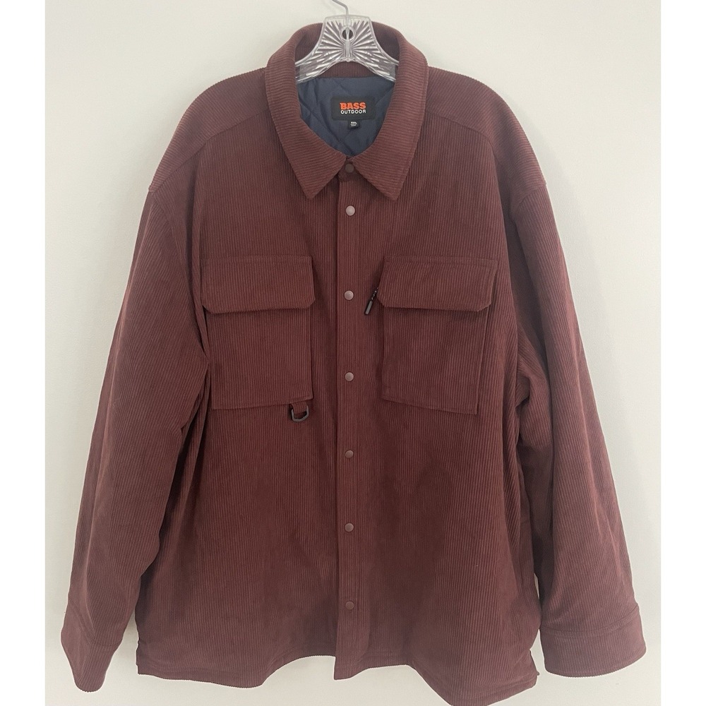Bass Outdoor Corduroy Worker Shacket Rum Raisin Burgundy Quilted Lined XXL